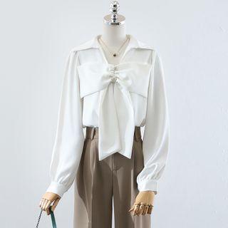 Bow Shirt / Wide Leg Pants