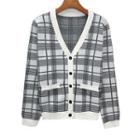 Long Sleeve Plaid Buttoned Cardigan
