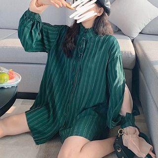 Puff-sleeve Slit Shirt