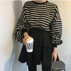 Striped Pullover / High Waist A-line Skirt