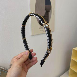 Faux Pearl Houndstooth Headband Black - One Size