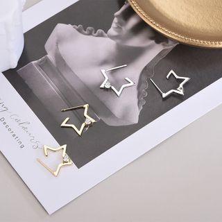 925 Sterling Silver Rhinestone Open Star Earring