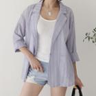 One-button Striped Loose-fit Blazer