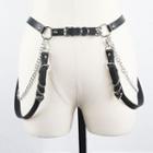 Alloy Chain Faux Leather Layered Belt Black - One Size