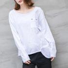 Long-sleeve Embroidered Pocket T-shirt