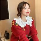 Lace Long-sleeve Blouse / Cherry Loose-fit Sweater