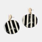 Striped Acetate Disc Dangle Earring 1 Pair - As Shown In Figure - One Size