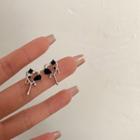 Melting Heart Alloy Earring 1 Pair - Silver & Black - One Size
