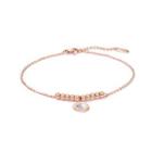 Simple Personality Plated Rose Gold Roman Numerals Geometric Round 316l Stainless Steel Anklet Rose Gold - One Size