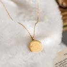 Embossed Ox Pendant Stainless Steel Necklace Gold - One Size