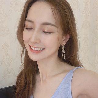 Rhinestone Fringed Earring 1 Pair - 925 Silver - Ear Pin - One Size