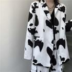 Cow-print Lapel Collar Blazer As Shown In Figure - One Size