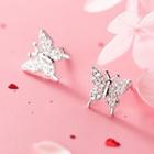 Butterfly Ear Stud 1 Pair - S925 Silver - Silver - One Size