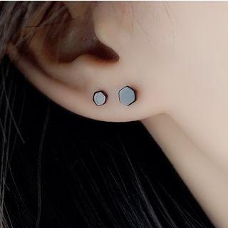 925 Sterling Silver Hexagon Stud Earring