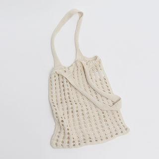 Pointelle Knit Shopper Bag Ivory - One Size