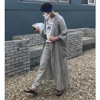 Long Sleeve Striped Long Shirt
