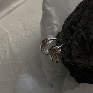 925 Sterling Silver Feather Earring 1 Pair - Silver - One Size