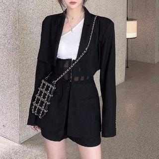 Cropped Blazer / High-waist Shorts / Corset Belt / Set