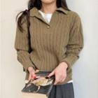 Cable-knit Loose-fit Polo Sweater