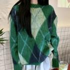 Argyle Sweater Rhombus - Green - One Size