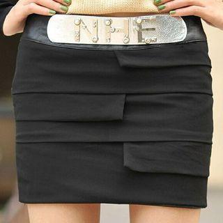 Embellished Faux Leather Mini Skirt