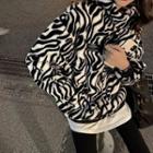Zebra Pattern Applique Jacket / Zebra Pattern Pullover