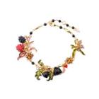 Fashion And Elegant Plated Gold Enamel Raspberry Flower Bracelet With Cubic Zirconia Golden - One Size