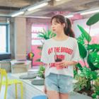 Frilled Short-sleeve Lettering T-shirt