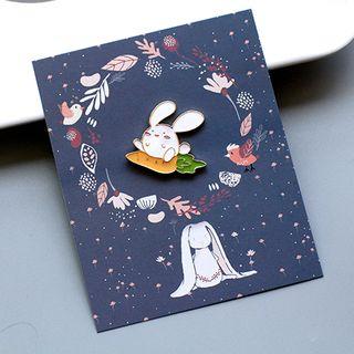Rabbit & Carrot Brooch White - One Size