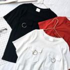 Plain Ring Accent Short-sleeve Top