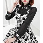 Inset Blouse Floral Swing Dress Ivory - One Size