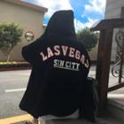Lettering Hooded Zip-up Jacket Black - One Size