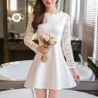 Long-sleeve Scalloped Lace A-line Dress