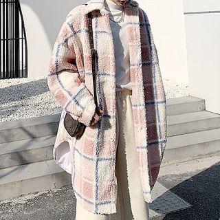 Plaid Faux-shearling Single-breasted Coat