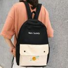 Embroidered Two-tone Canvas Backpack