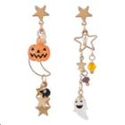 Halloween Pumpkin & Ghost Asymmetrical Dangle Earring