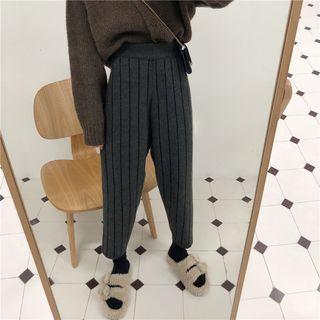 Stripe Straight-cut Cropped Knit Pants