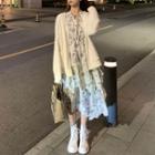 Floral Midi A-line Dress / Cardigan