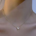 Butterfly Shell Pendant Necklace Gold - One Size