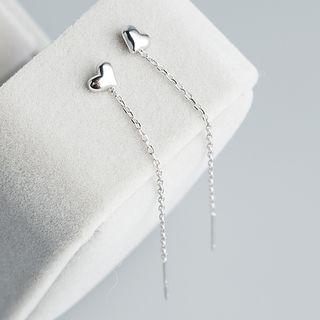 925 Sterling Silver Heart Dangle Earring 1 Pair - S925 Silver - One Size
