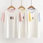 Short-sleeve Contrast Color Printed T-shirt