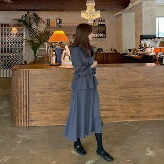 Tie-waist Long Peplum Dress