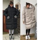 Hooded Padded Button Long Coat
