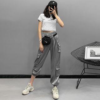 Multi-pocket Satin Jogger Pants
