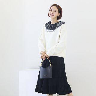 Round-neck Letter Print Fleece-lined Pullover