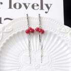 Bead Rhinestone Fringed Earring 1 Pair - As Shown In Figure - One Size
