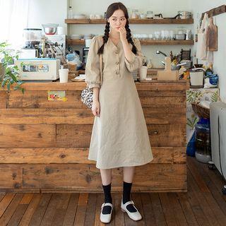 Plus Size V-neck Long Flare Dress