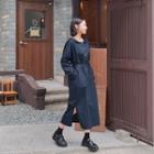 Sailor-collar Long Dress With Sash