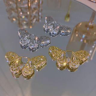 Cz Hollow Butterfly Earring
