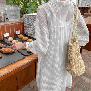 Sheer Stripe Midi Shirtdress